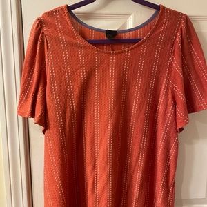 Coral Striped T shirt from W5. Size 1X